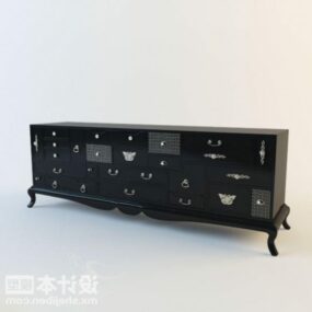 Armário de entrada de madeira preta modelo 3d