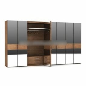 Clothing Wardrobe With Mirror Center 3d model