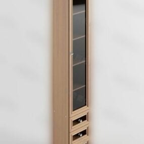 Wooden Wine Cabinet Glass Door 3d model