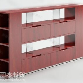 Red Wood Bookcase 3d model