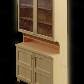 Solid Wooden Bookcase 3d model