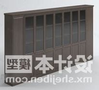 خزانة باب زجاجي خشبي نموذج ثلاثي الأبعاد