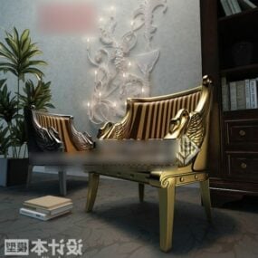 Carving Gold Soffa Stol 3d-modell