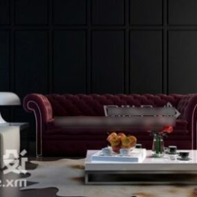 European Chesterfield Sofa Set 3d model