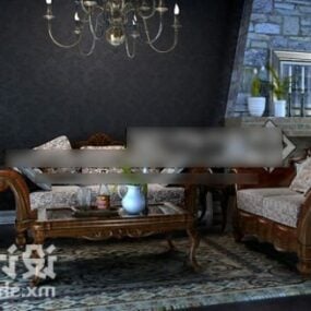 Sofa Carving With Antique Style 3d model