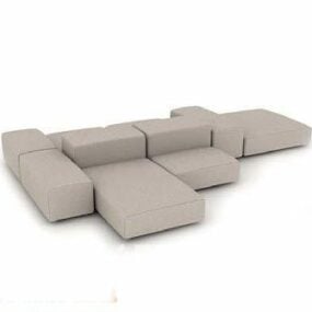 Seksjonell flerseters sofa 3d-modell