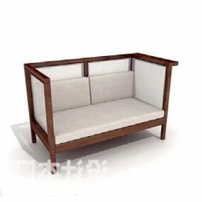 Double Sofa Fabric With Wooden Frame 3d model