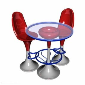 Μοντέρνο γυάλινο τρισδιάστατο μοντέλο τραπεζιού και καρέκλας σαλονιού