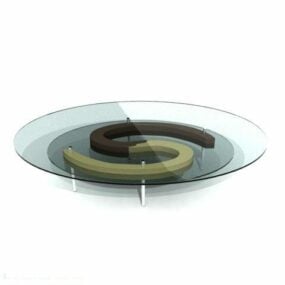 Round Coffee Table Glass Material 3d model