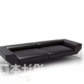Sofá de cuero con respaldo bajo modelo 3d