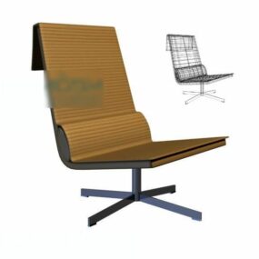 High Back Office Chair Brown Leather 3d model