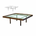 Square Glass Coffee Table Wood Frame