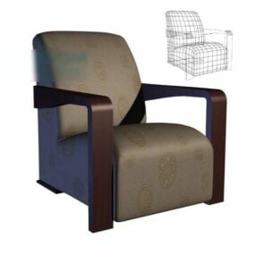 Living Room Armchair Grey Fabric 3d model