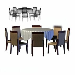 餐厅圆形餐桌椅3d模型