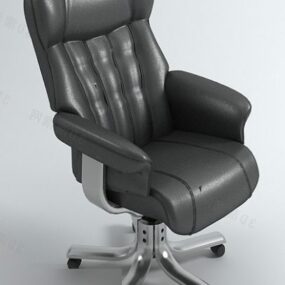 Chaise de bureau en cuir gris modèle 3D