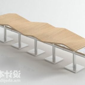 Wooden Stool Bench 3d model
