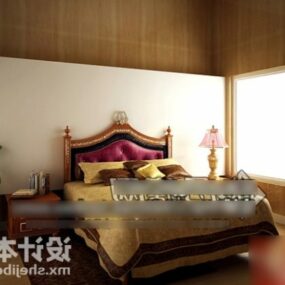 Home Double Bed European Style 3d model