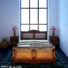 Double Bed Classic Wooden Style
