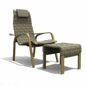 Living Room Lounge Chair With Ottoman V1 3d model