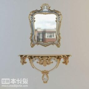 Oval Mirror On Wall Cabinet 3d model