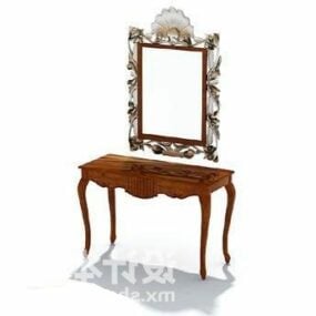 Antique Carved Dresser And Classic Mirror 3d model