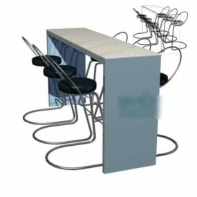 Barstol med marmorbord 3d-modell