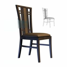 كرسي ظهر عالي خامة خشبية موديل 3D