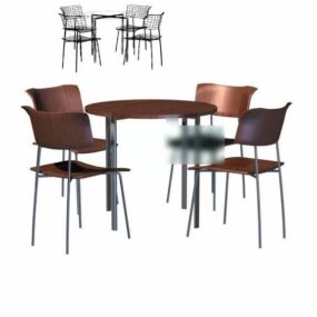 Round Dinning Table With Chairs Set 3d model