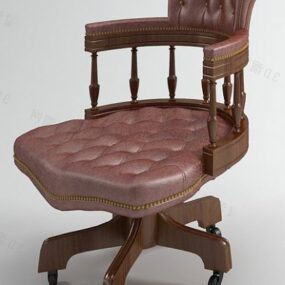 Office Chair Antique Wooden Material 3d model