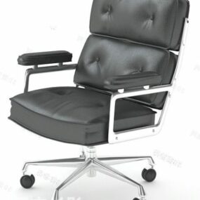 Wheels Office Chair Black Leather 3d model