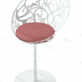 Krzesło barowe z kwiatowym rzeźbieniem z tyłu Model 3D