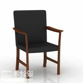 Krzesło do jadalni z czarnej tkaniny Model 3D