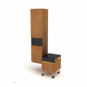 Mueble de baño de color madera modelo 3d