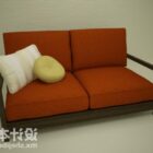 Modernes Doppelsofa aus rotem Stoff