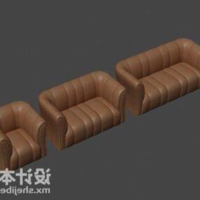 Combinación de sofá de cuero realista modelo 3d