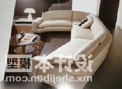 Multiplayer Sofa Beige Leather Material 3d model