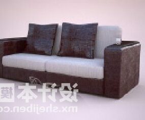 Double Sofa Leather With Cushion 3d model