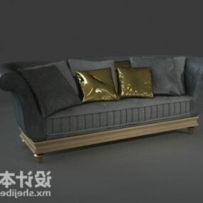 3д модель многоместного европейского дивана серого бархата