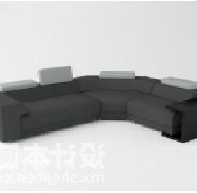 多座位转角沙发灰色布料3d模型