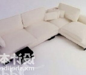 Model 3d Fabrik Beige Sofa Berbilang Tempat Duduk