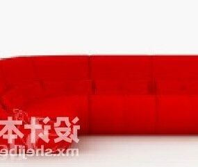3д модель многоместного секционного дивана красного цвета