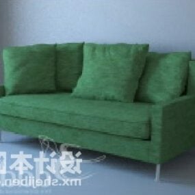 Sofá doble de terciopelo verde modelo 3d