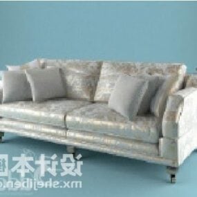 أريكة مزدوجة لون رمادي مع وسادة موديل ثلاثي الأبعاد