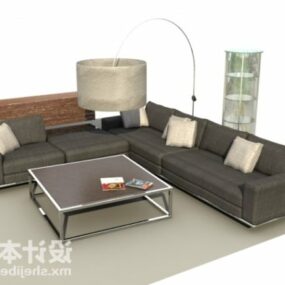 Kombinieren Sie das 3D-Modell einer Sofa-Tisch-Stehlampe