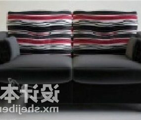 Double Sofa Strip Pattern 3d model