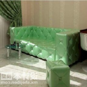 โซฟาห้องนั่งเล่นโมเดล 3 มิติสีเขียวเชสเตอร์ฟิลด์
