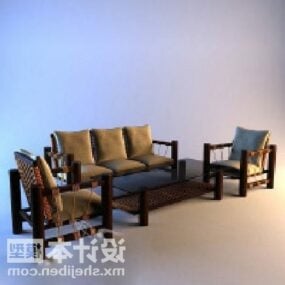 Kombinieren Sie das 3D-Modell „Sofa, Stuhl, Tisch“.