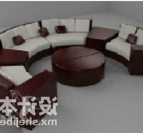 Combinar sofá taburete de forma redonda modelo 3d