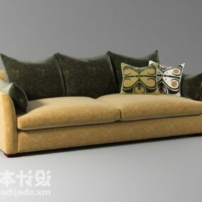 Living Room Sofa Yellow Velvet 3d model