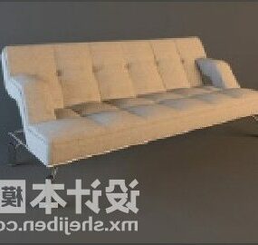 Sofa wieloosobowa z białej tkaniny Model 3D